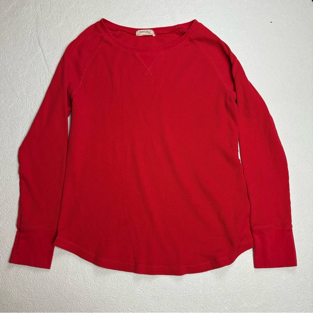 Faded Glory Red Long Sleeve Thermal Waffle Knit Top, Size L
